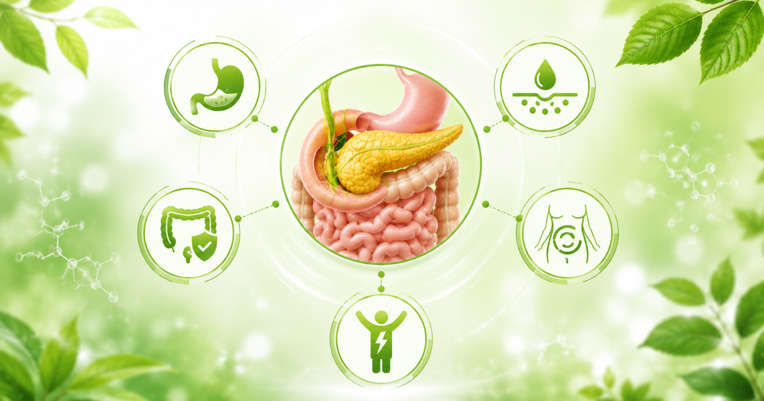 Benefits of pancreatin enzymes including digestion support nutrient absorption and gut health