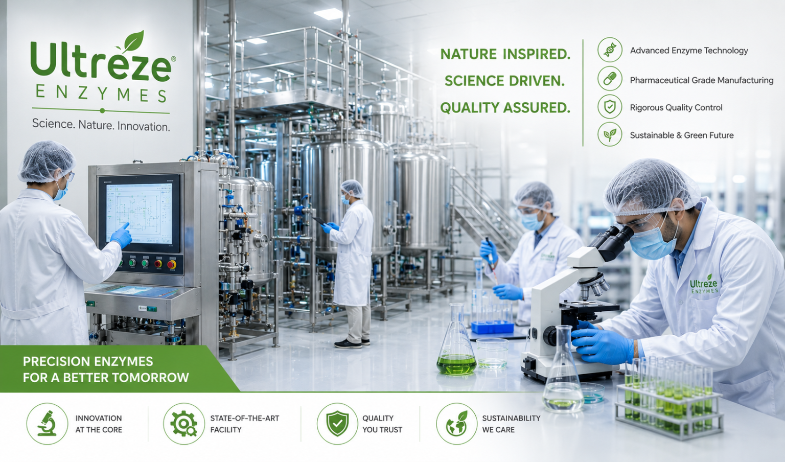 Ultreze Enzymes manufacturing facility producing high quality pancreatin enzymes
