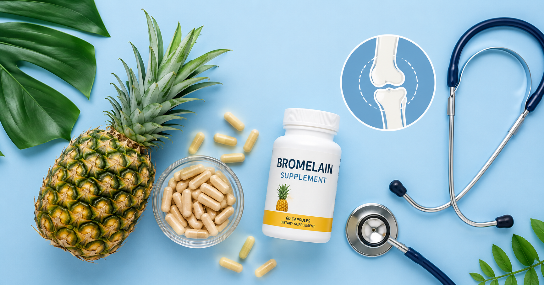 Bromelain supplementation capsules for inflammation and joint health support